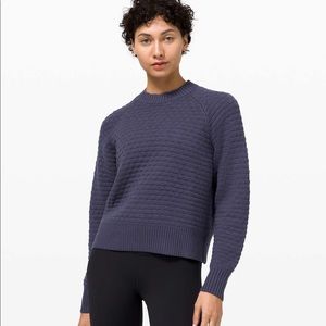 Textured Play Crew Sweater- Cadet Blue